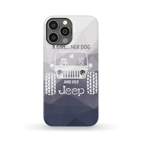 A Girl Her Dog And Her Jeep Phone Case