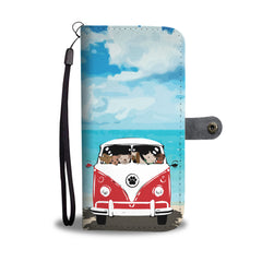 Happy Puppin Red Bus Phone Case Wallet