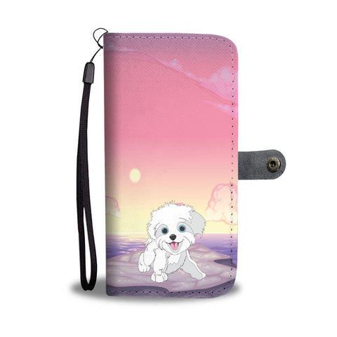 Happy Puppin Ocean Sunset Phone Case Wallet
