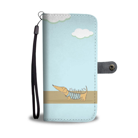 Happy Puppin Dachshund Blue Phone Case Wallet