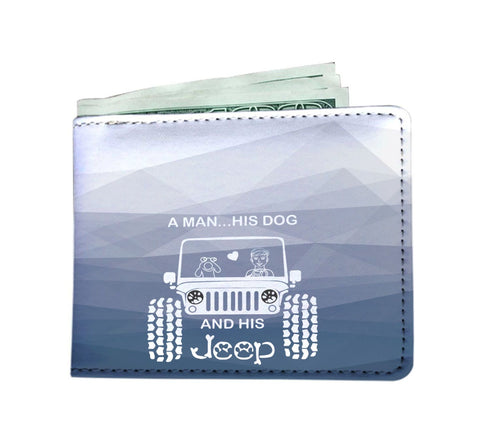 A Man His Dog And His Jeep Men's Wallet
