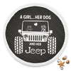 Image of A Girl Her Dog And Her Jeep Beach Blanket