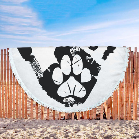 Happy Puppin Paw In Hand Beach Blanket