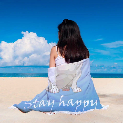 Stay Happy Blue Beach Blanket