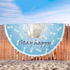 Image of Stay Happy Blue Bones French Bulldog Beach Blanket