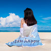 Image of Stay Happy Blue Bones French Bulldog Beach Blanket
