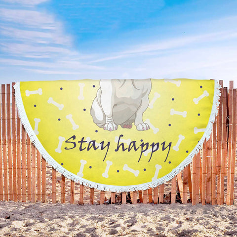 Stay Happy Yellow Bones Beach Blanket