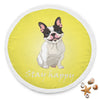 Image of Stay Happy Yellow French Bulldog Beach Blanket