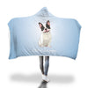 Image of Stay Happy Blue French Bulldog Hooded Blanket