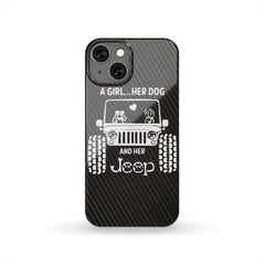 A Girl Her Dog And Her Jeep Phone Case